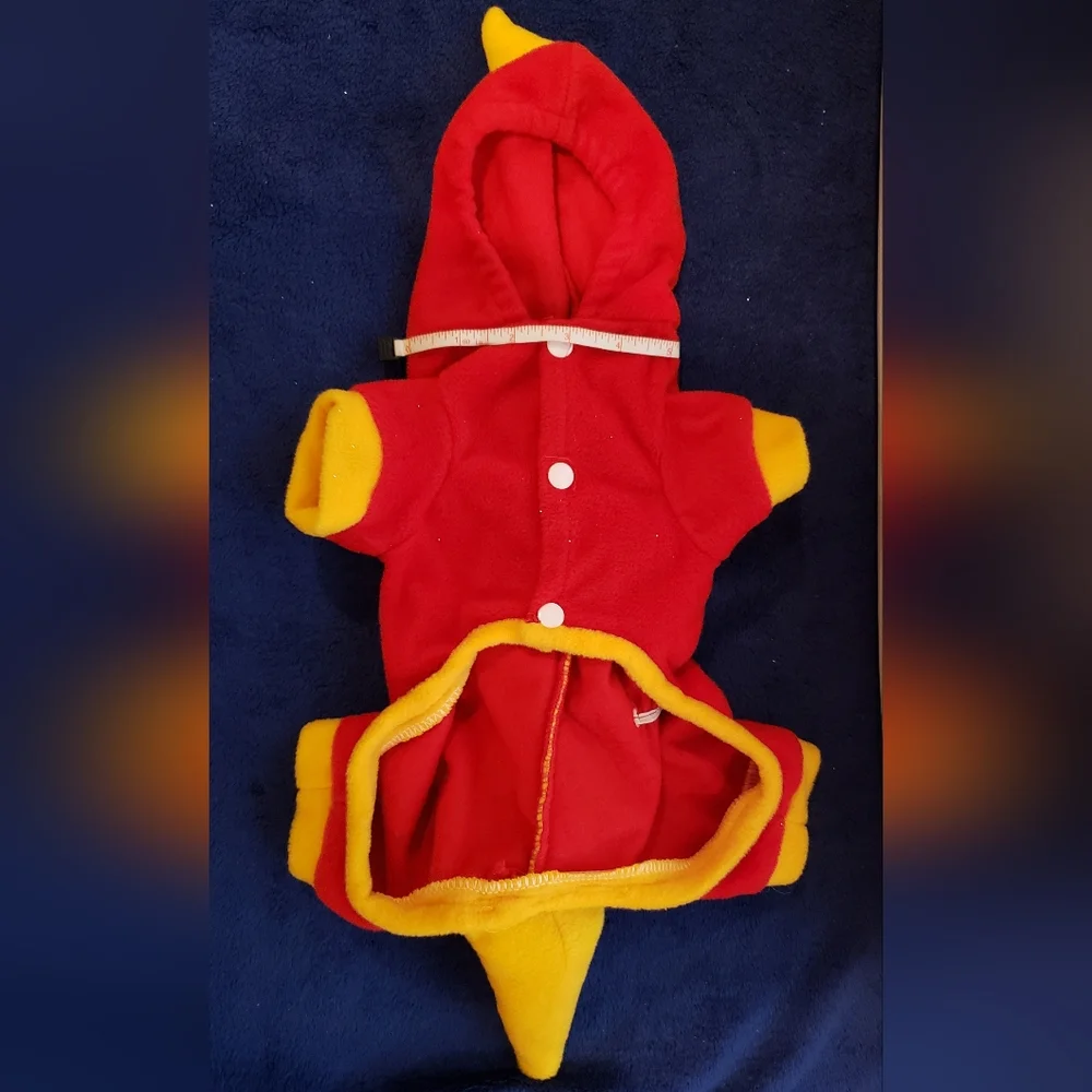 NWOT Puppy Red and Yellow Dinosaur Fleece Onesie Size S